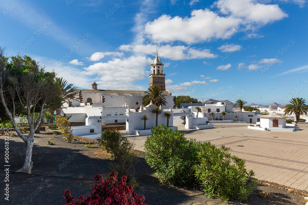 White houses of Teguise village on Lanzarote