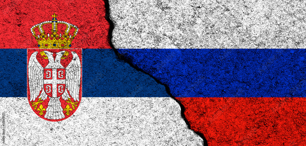 Russia and Serbia flags background. Diplomacy and political, conflict and competition, partnership and cooperation concept photo