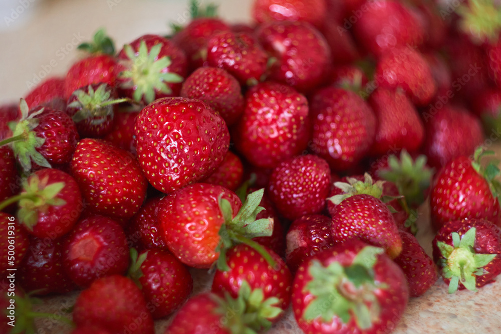 Fresh red strawberry in red color. High quality photo