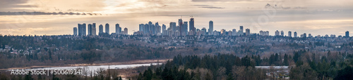 Autum urban cityscape on cloudy sky background