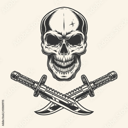Skull military emblem vintage monochrome