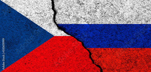 Russia and Czech Republic flags background. Diplomacy and political, conflict and competition, partnership and cooperation concept photo