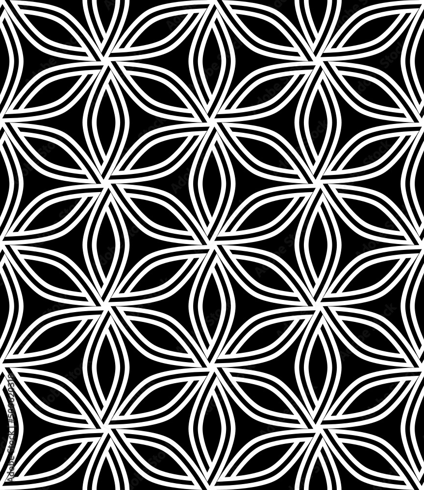 Fototapeta premium Vector seamless texture. Modern geometric background. Repeating geometric pattern with abstract flowers.