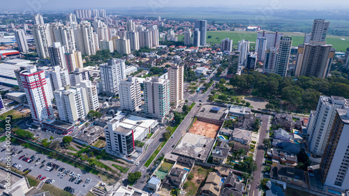Aerial view of Sao Jose dos Campos, Sao Paulo, Brazil. Ulysses Guimaraes Square. With residential buildings in the background