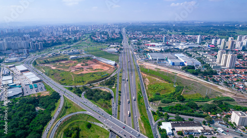 Aerial view of Sao Jose dos Campos  Sao Paulo  Brazil. View of the road interconnection.