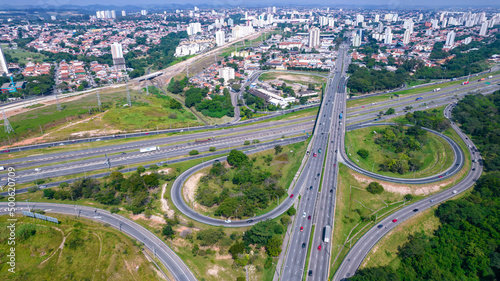 Aerial view of Sao Jose dos Campos, Sao Paulo, Brazil. View of the road interconnection. © Pedro