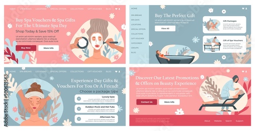 Buy spa voucher for gift, web banner set with offer