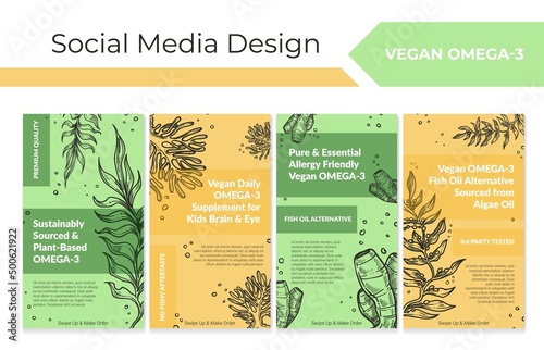 Vegan omega-3 supplement promo at social media set