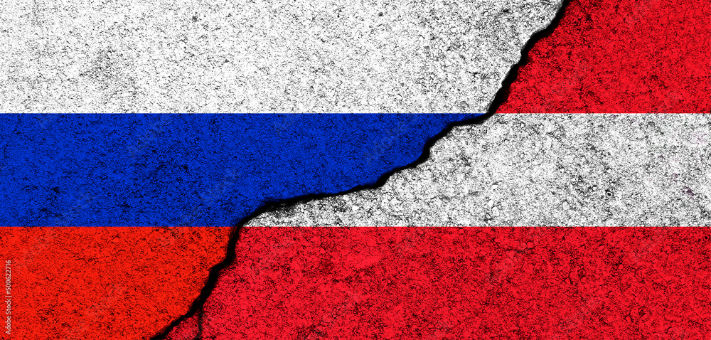 Russia and Austria flags background. Diplomacy and political, conflict and competition, partnership and cooperation concept photo Russia and Austria flags background. Diplomacy and political, conflict and competition, partnership and cooperation concept photo