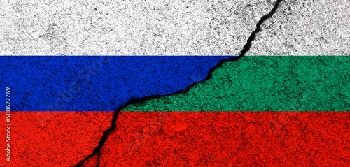 Russia and Bulgaria flags background. Diplomacy and political, conflict and competition, partnership and cooperation concept photo
