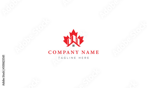 Fototapeta Naklejka Na Ścianę i Meble -  Canadian leaf House home logo design letter 