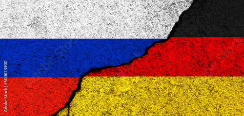 Russia and Germany flags background. Diplomacy and political, conflict and competition, partnership and cooperation concept photo