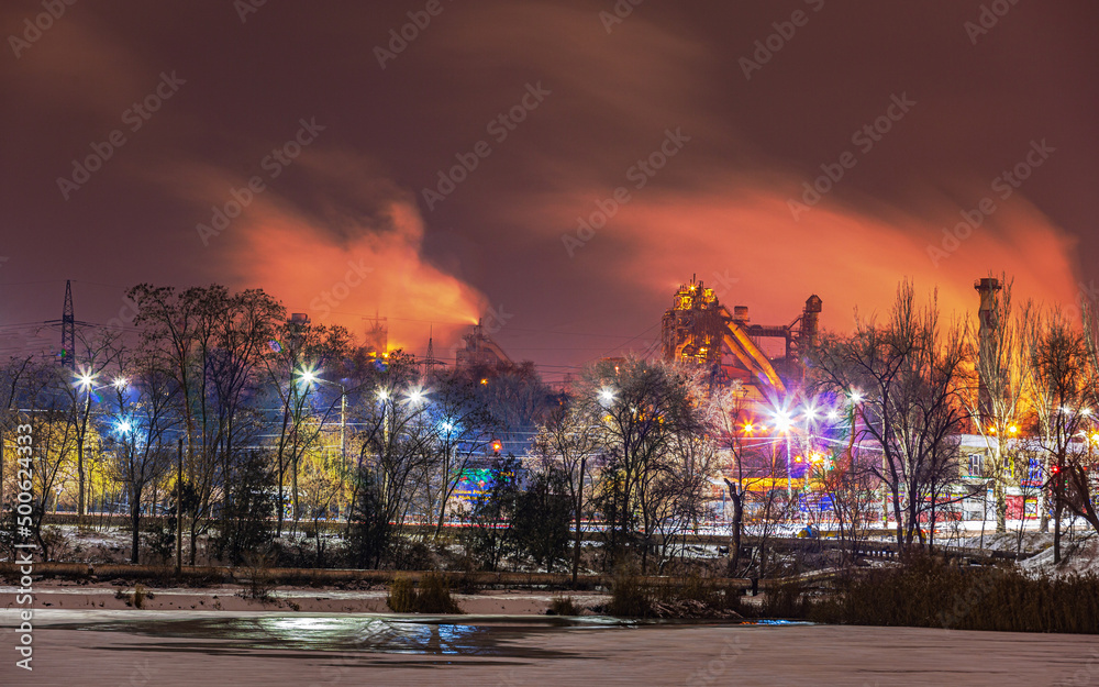 Metallurgical plant in one of the cities of Eastern Europe. Ukraine