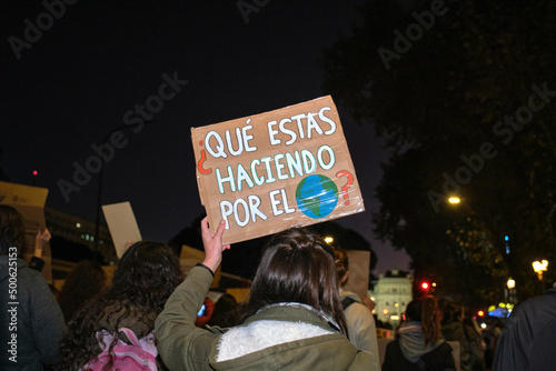 Earth Day demonstration in Buenos Aires, Argentina; environmental activism.
