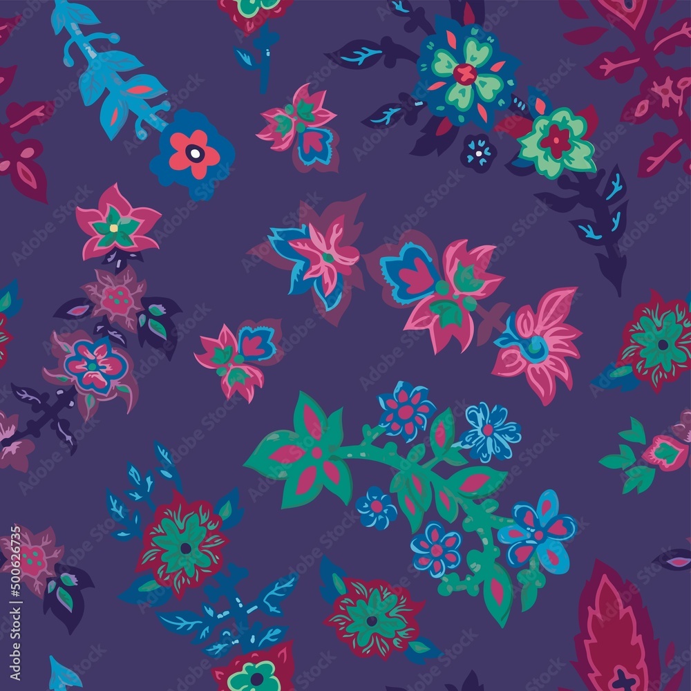 Obraz premium Floral seamless pattern, spring summer flowers
