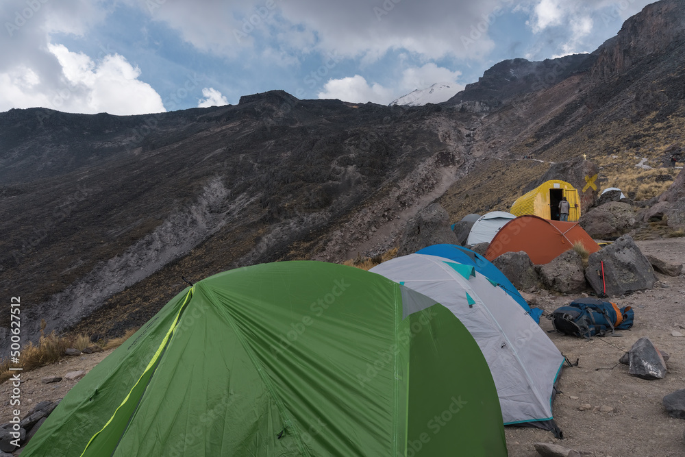base camp at pico de orizaba volcano in mexico