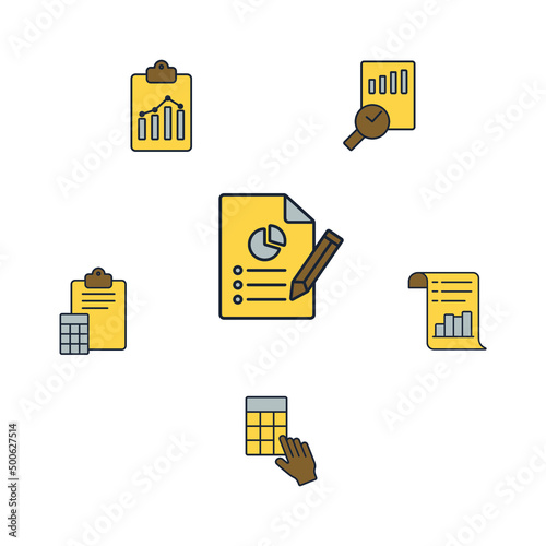 Fiscal year icons set color . Fiscal year pack symbol vector elements for infographic web