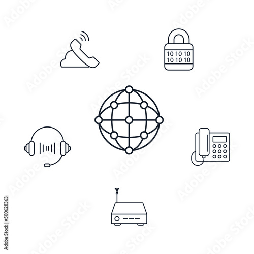 Voice over IP icons set .Voice over IP pack symbol vector elements for infographic web