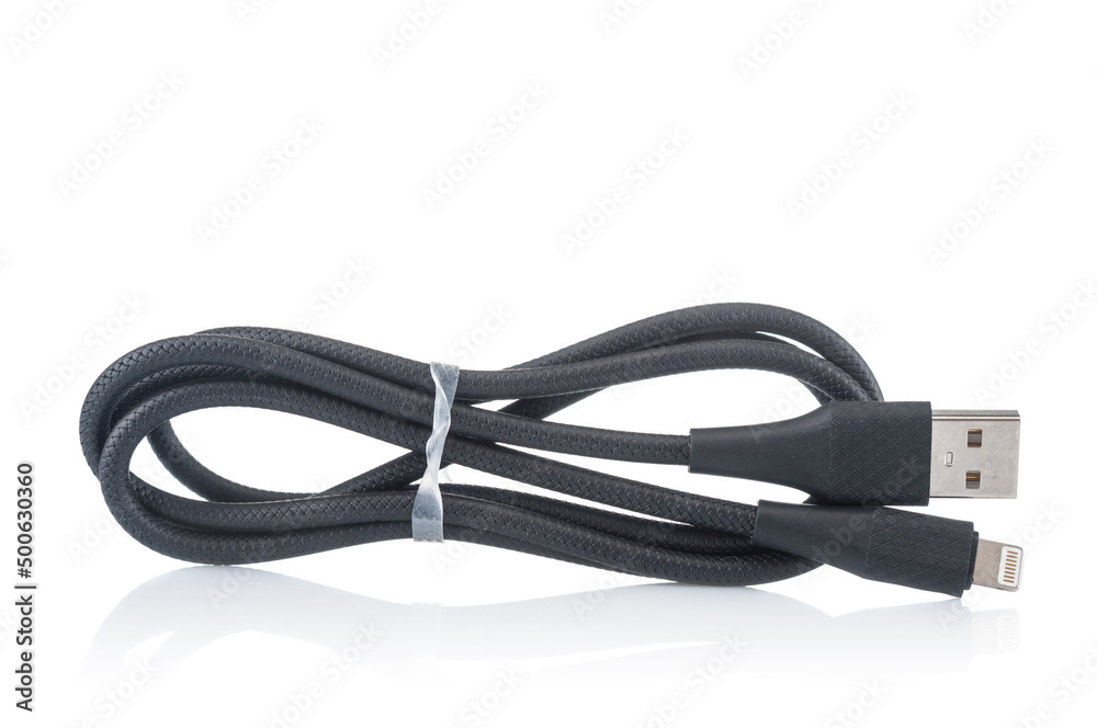 Usb cable connector close up on white background Usb cable connector close up on white background