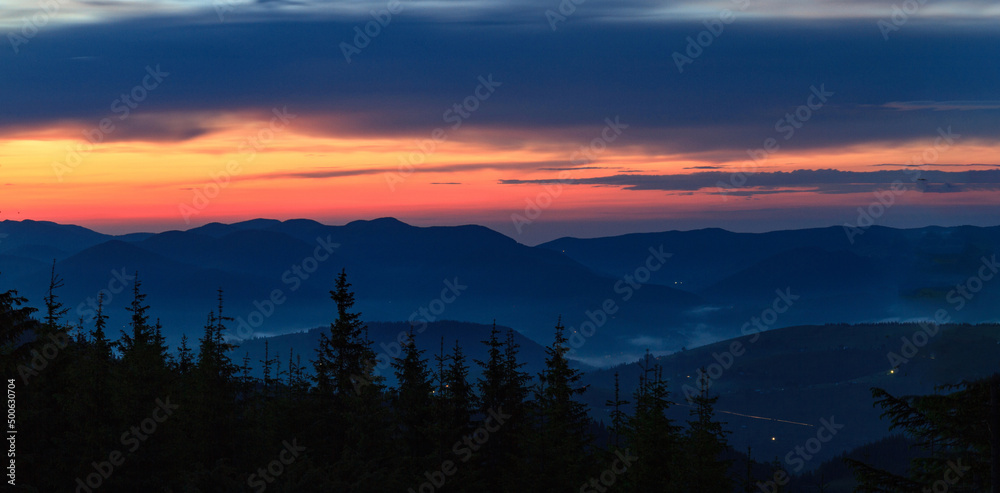 Sunset in the Cfrpathian mountains