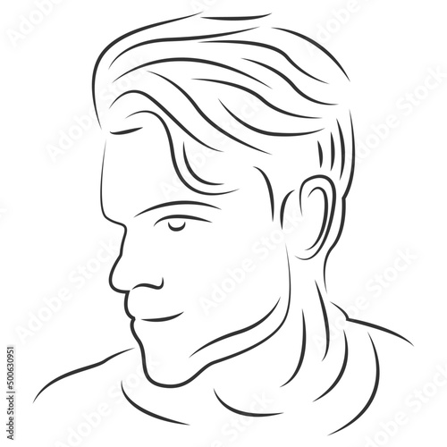 Male face line art vector illustration