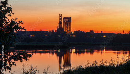 Conveyor galleries and tower headframes of iron ore mines in Krivoy Rog - Ukraine