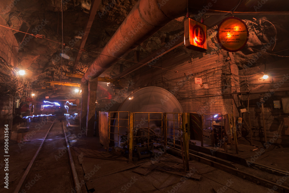 Fototapeta premium Extraction of iron ore underground in the bowels of the mine.
