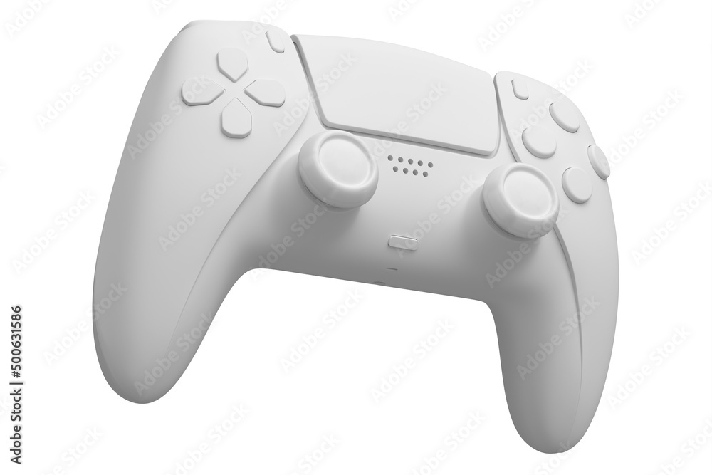 Video game joystick on white monochrome background. Concept of winner awards Video game joystick on white monochrome background. Concept of winner awards
