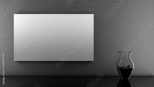 Frame with blank copy space to insert text, interior room with brick wall background, scene template for presentation, 3D illustration (ID: 500631580)