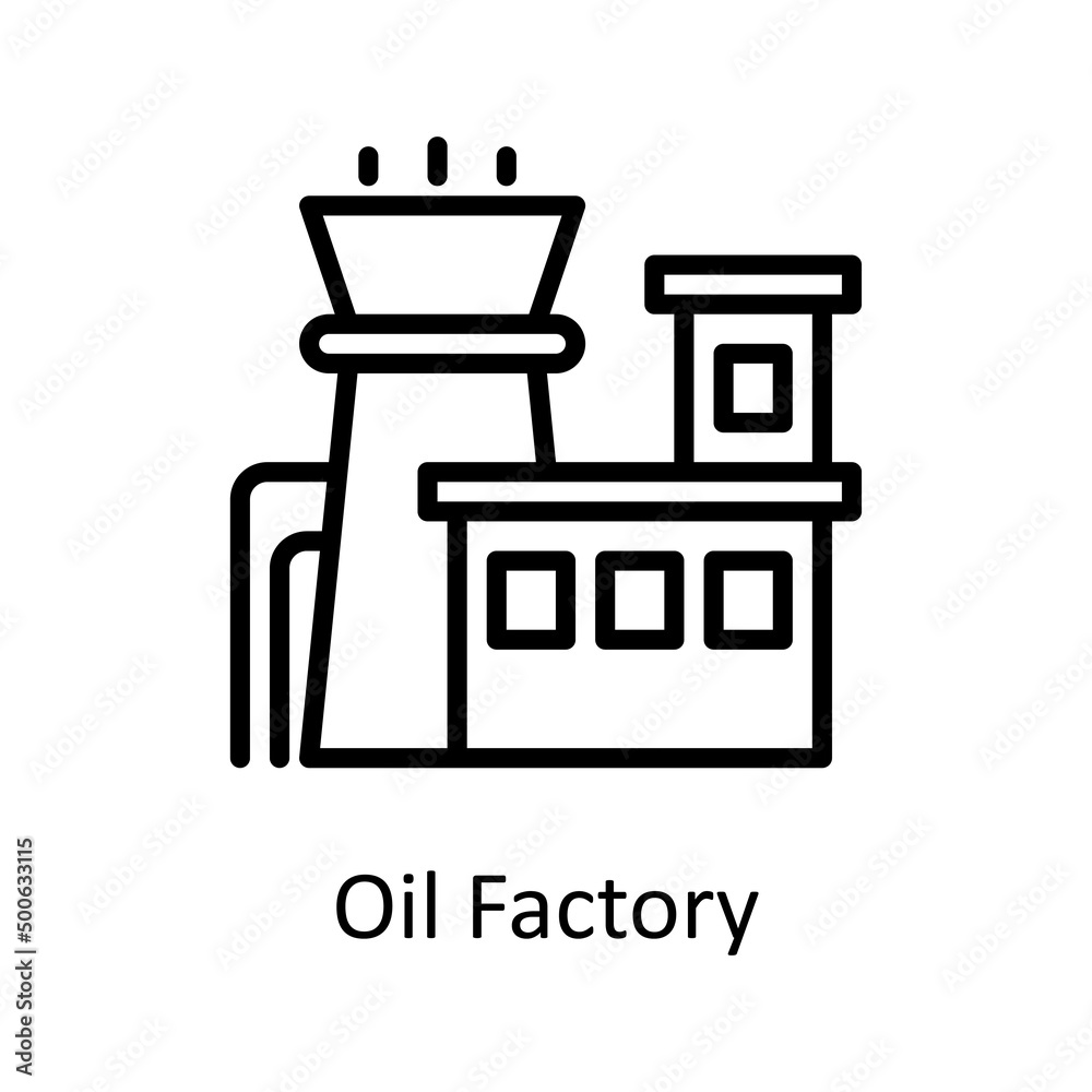 Oil Factory vector outline icon for web isolated on white background EPS 10 file Oil Factory vector outline icon for web isolated on white background EPS 10 file