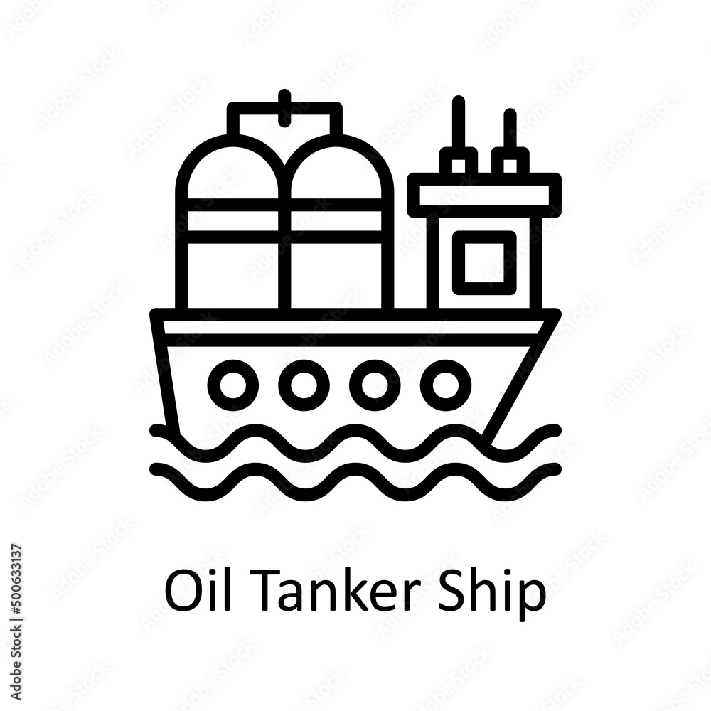 Oil Tanker Ship vector outline icon for web isolated on white background EPS 10 file