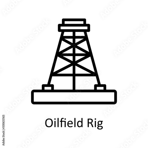 Oilfield Rig vector outline icon for web isolated on white background EPS 10 file