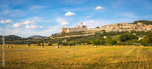 Panoramic view of the city of Assisi - Umbria (Italy) and the Basilica of San Francesco