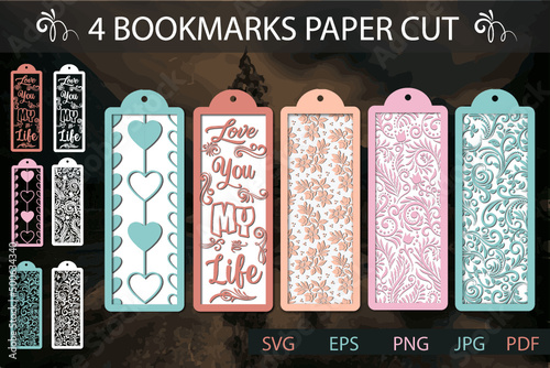  Bookmarks Paper cut SVG Laser cut 