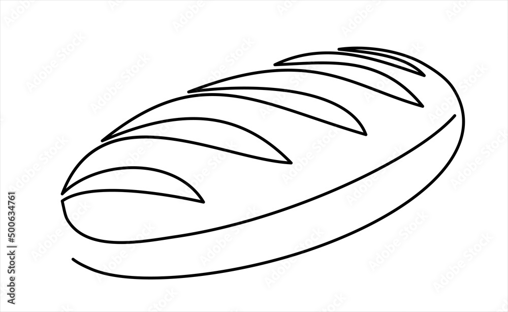 One continuous line drawing of long loaf bread. Simple black line sketch of French baguette, bakery and cafe concept good for logo. Vector illustration One continuous line drawing of long loaf bread. Simple black line sketch of French baguette, bakery and cafe concept good for logo. Vector illustration