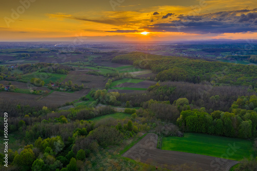Beautiful Bilogora in sunset near village Maglenca