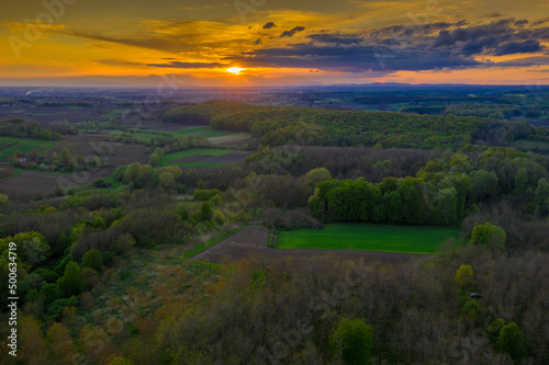 Beautiful Bilogora in sunset near village Maglenca