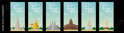 Thailand travel concept The Most Beautiful Places To Visit In Thailand in flat style.