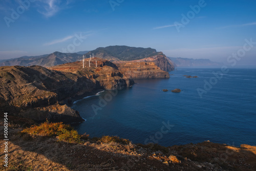 Point of Saint Lawrence - the easternmost point of the Portugese island of Madeira. The headland is a nature reserve - stuning rock formations with blue waters around. October 2021