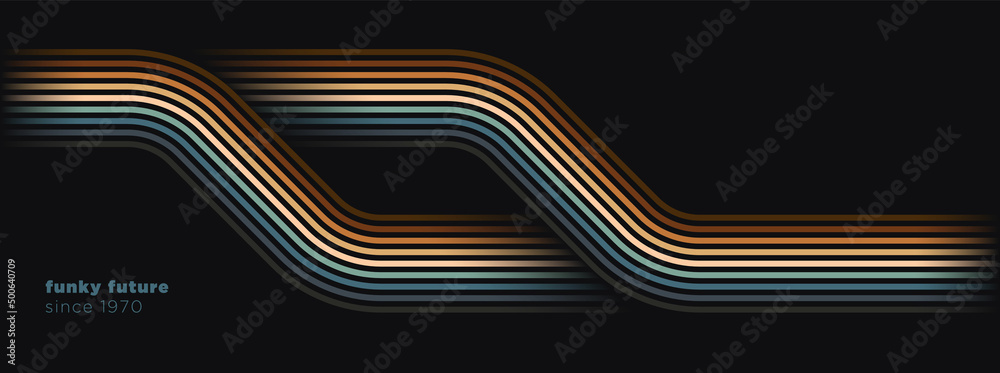 Abstract technology background in retro futuristic style with colorful lines. Vector illustration. - obrazy, fototapety, plakaty 
