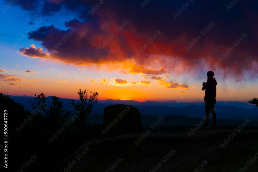 Colorful Sunrise Person At Sunset beautiful view