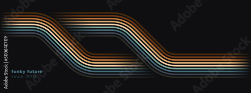 Abstract technology background in retro futuristic style with colorful lines. Vector illustration.