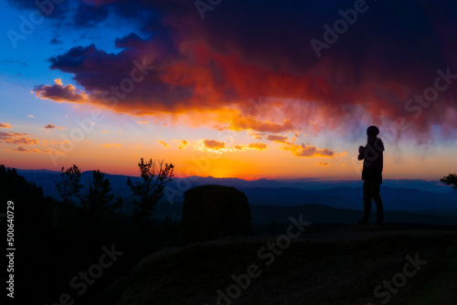 Colorful Sunrise Person At Sunset beautiful view