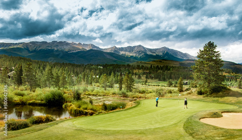 Photography mountain view on a golf course