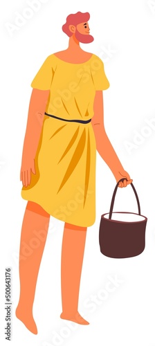 Ancient greek male with bucket of fresh water