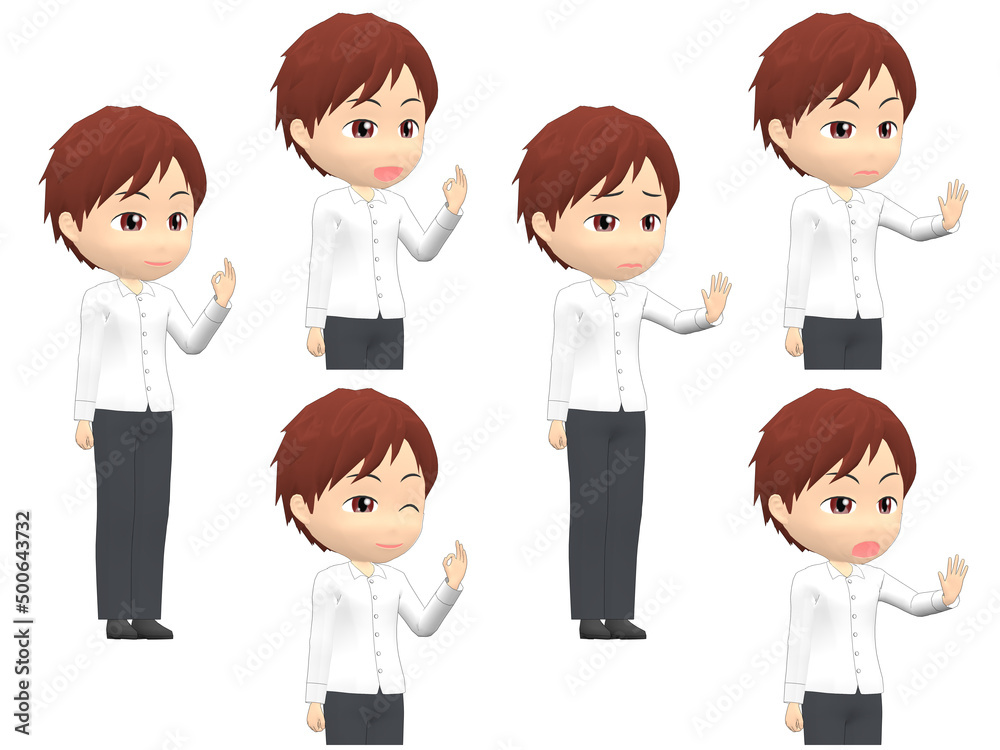 [OK NG A] Man shirts Medium hair oblique angle