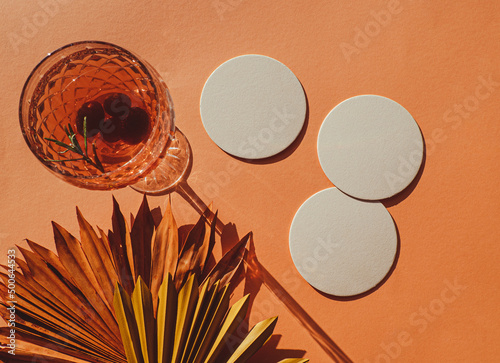 Tropical, boho paper coaster Mock-up photo