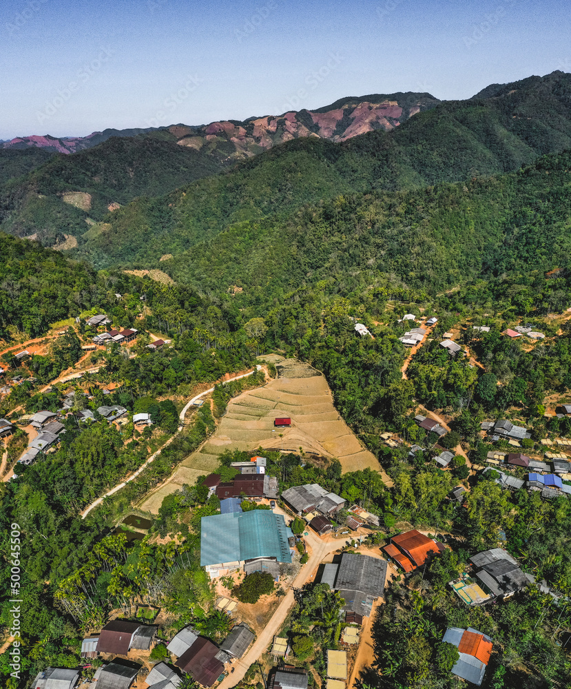Ban Huai Hom Christendom, village in the jungle and valley in Mae Hong Son, Thailand