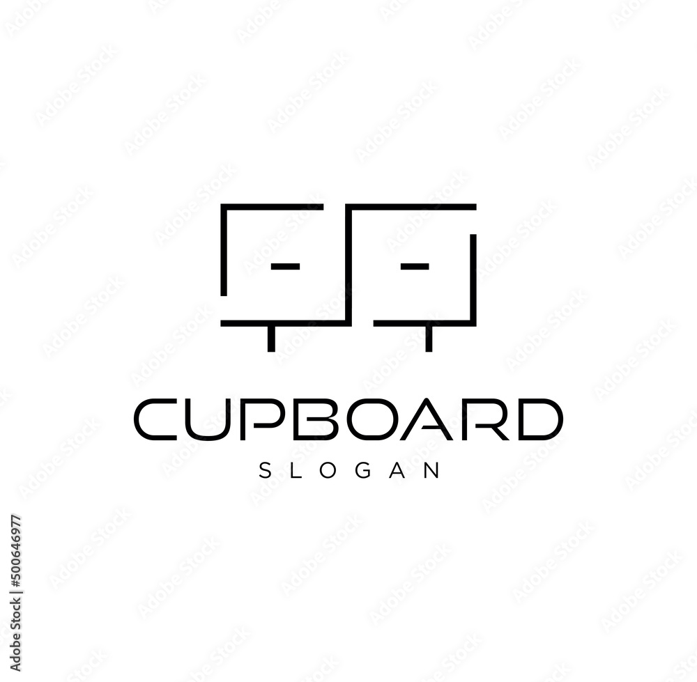 Continuous lines interior cupboard logo icon vector graphic design illustration idea
