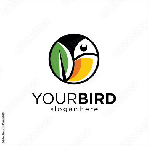 Toucan Leaf Logo flat design Vector Icon Template Stock Vector Illustration
